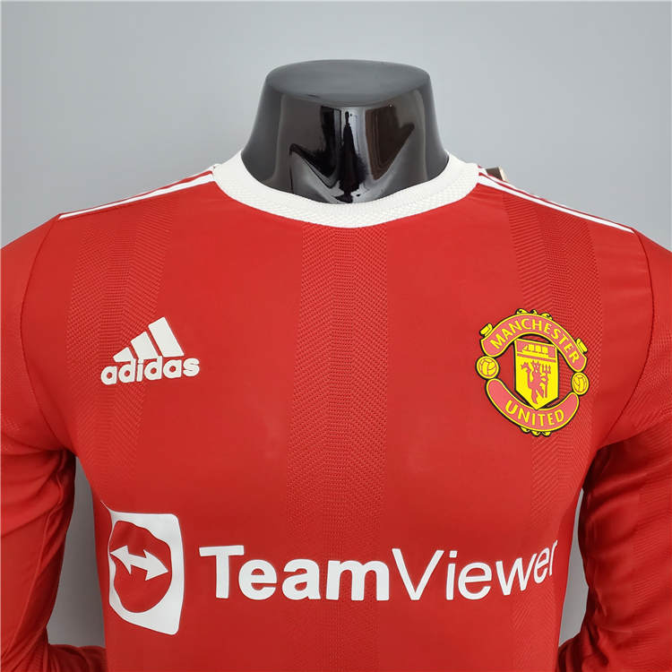 Manchester United 21-22 Home Red Soccer Jersey Football Shirt ( LS-Player Version) - Click Image to Close